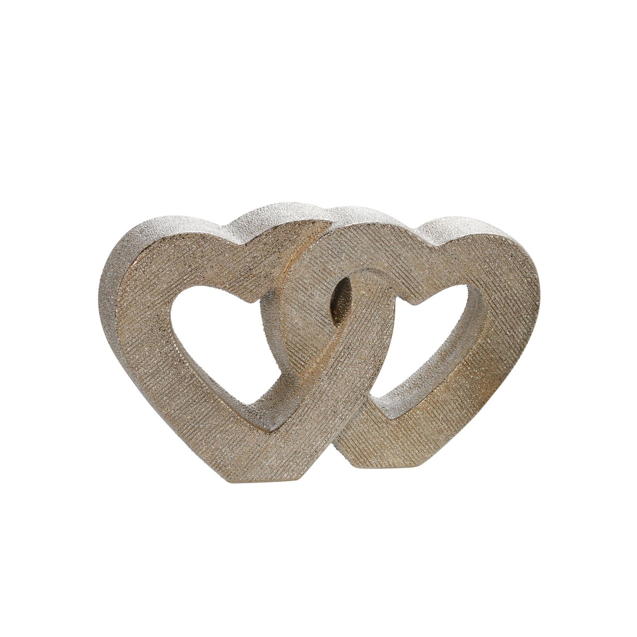 Kingston Living 10.25" Champagne Gold Ceramic Double Heart Tabletop Sculpture